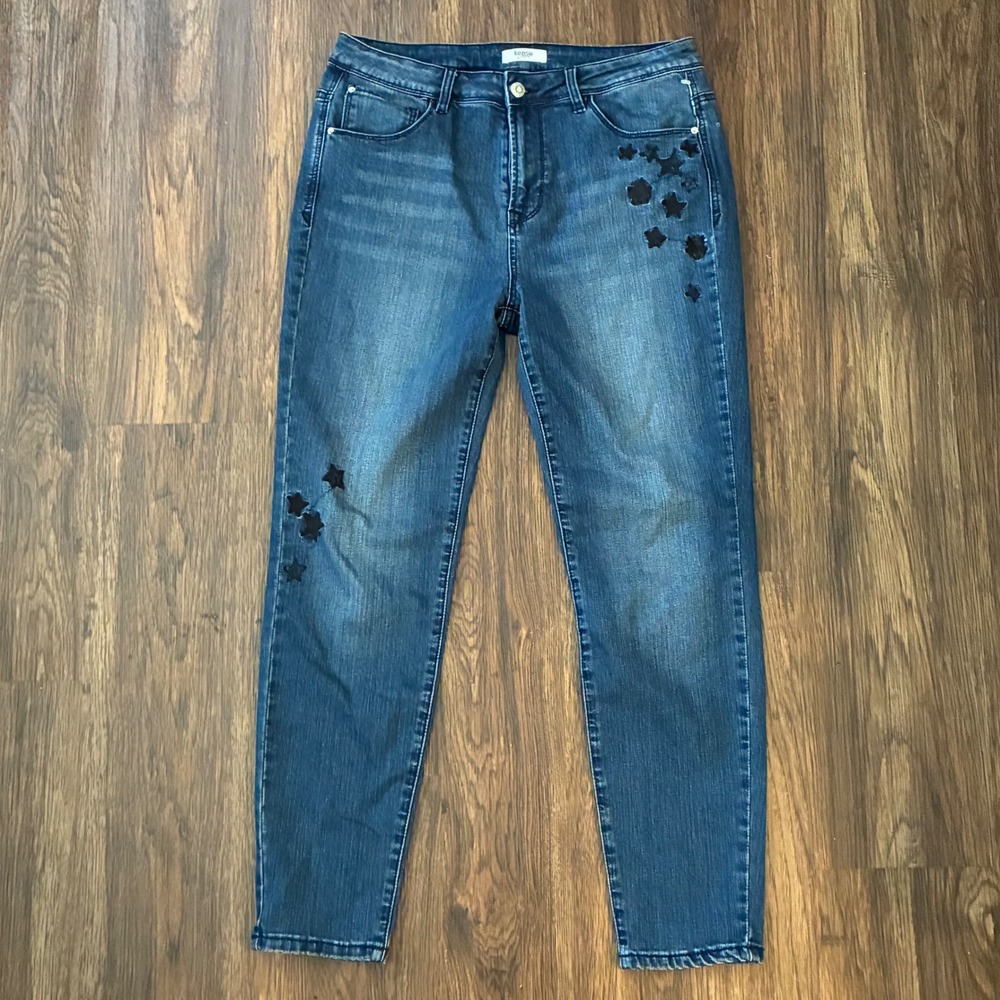 Kensie Jeans Skinny Women's Size 10/30 Blue Star Embellished Stretch Denim